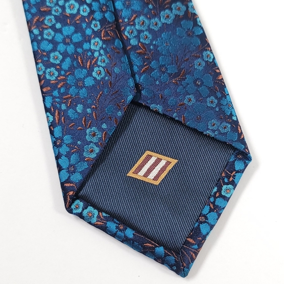 JOSEPH ABBOUD Men's Necktie 100% Silk, Flower Pattern, Color Blue Tie - NWT - Picture 10 of 12